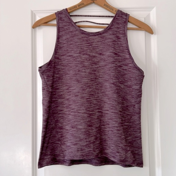 Athleta Heathered Purple Tank w Deep V Back + 2 Straps Across Upper Back - Picture 1 of 10